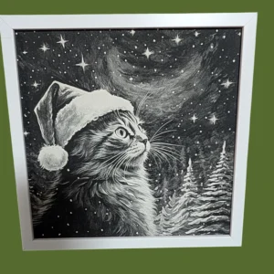 tableau chat, nuit de noël